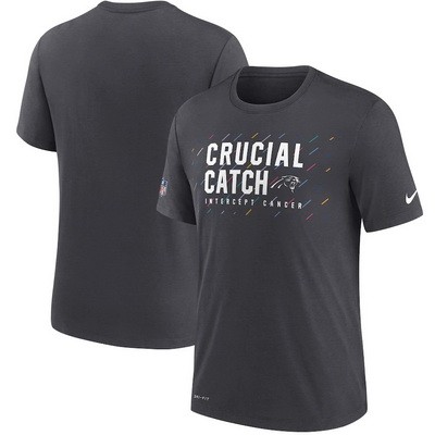 Men's Carolina Panthers Charcoal 2021 Crucial Catch Performance T-Shirt