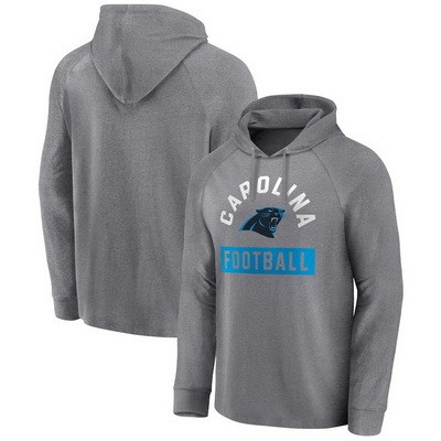Men's Carolina Panthers Gray No Time Off Raglan Pullover Hoodie