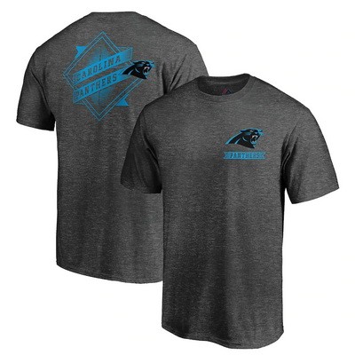 Men's Carolina Panthers Iconic Retro Diamond Scroll Printed T-Shirt 0866