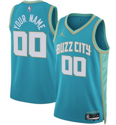 Men's Charlotte Hornets Custom Green 2023 City Icon Heat Press Jersey