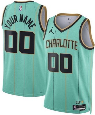Men's Charlotte Hornets Custom Mint 2024 Heat Press Jersey