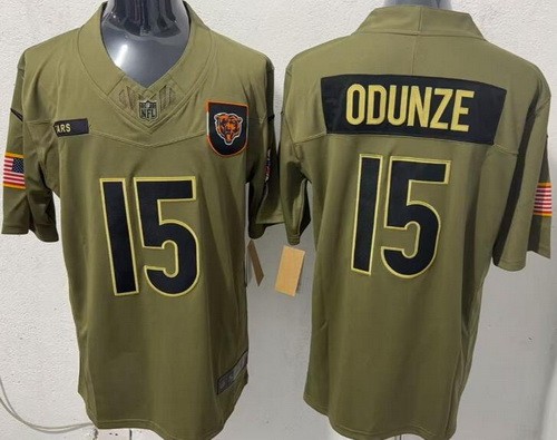 Men's Chicago Bears #15 Rome Odunze Limited Green 2025 Salute To Service Jersey