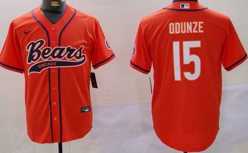 Men's Chicago Bears #15 Rome Odunze Limited Orange Baseball Jersey