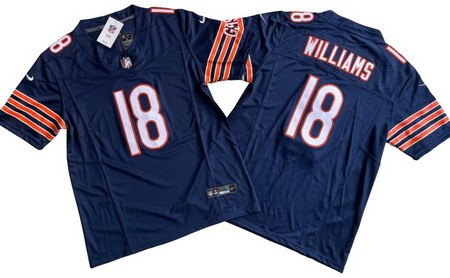 Men's Chicago Bears #18 Caleb Williams Limited Navy FUSE Vapor Jersey