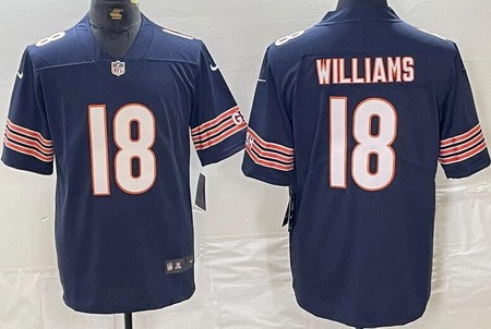 Men's Chicago Bears #18 Caleb Williams Limited Navy Vapor Jersey