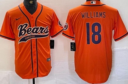 Men's Chicago Bears #18 Caleb Williams Limited Orange Baseball Jersey