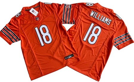 Men's Chicago Bears #18 Caleb Williams Limited Orange FUSE Vapor Jersey