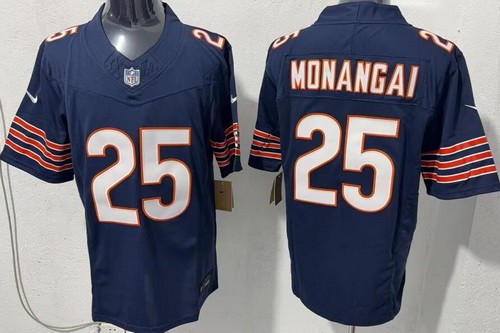 Men's Chicago Bears #25 Kyle Monangai Limited Navy FUSE Vapor Jersey