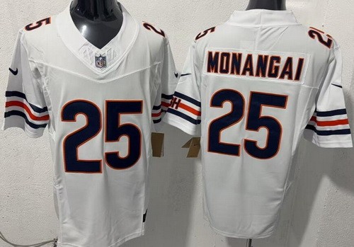 Men's Chicago Bears #25 Kyle Monangai Limited White FUSE Vapor Jersey