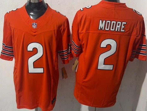 Men's Chicago Bears #2 DJ Moore Limited Orange FUSE Vapor Jersey