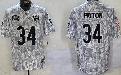 Men's Chicago Bears #34 Walter Payton Limited Arctic Camo 2024 Salute to Service Jersey