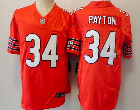 Men's Chicago Bears #34 Walter Payton Limited Orange FUSE Vapor Jersey