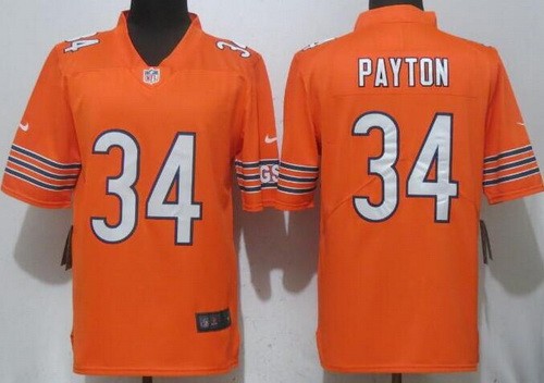 Men's Chicago Bears #34 Walter Payton Limited Orange Vapor Untouchable Jersey