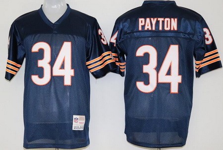 Men's Chicago Bears #34 Walter Payton Navy Throwback Jersey