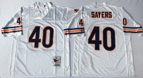 Men's Chicago Bears #40 Gale Sayers White 1985 Throwback Jersey