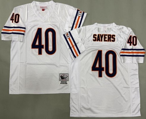 Men's Chicago Bears #40 Gale Sayers White Throwback Jersey
