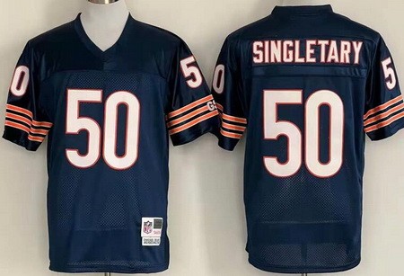 Men's Chicago Bears #50 Mike Singletary Navy 1985 Throwback Jersey