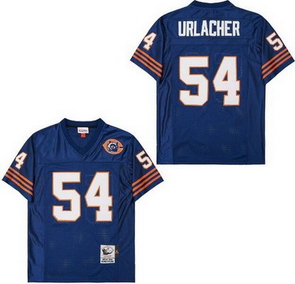 Men's Chicago Bears #54 Brian Urlacher Navy Bear Logo Throwback Jersey
