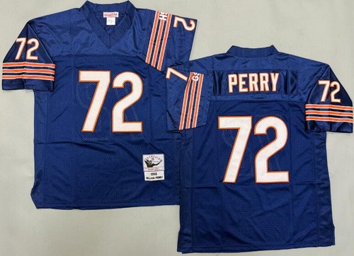 Men's Chicago Bears #72 William Perry Navy 1985 Throwback Jersey