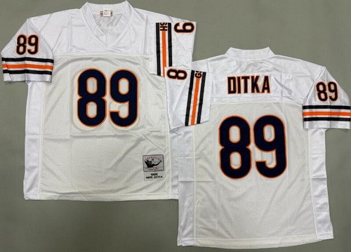 Men's Chicago Bears #89 Mike Ditka White 1966 Throwback Jersey