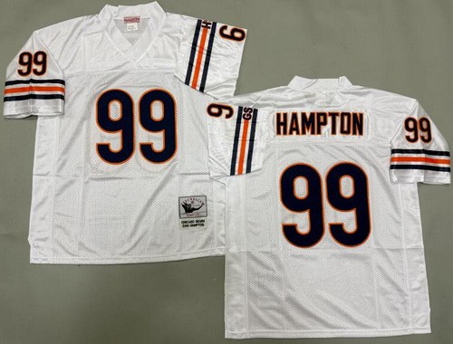 Men's Chicago Bears #99 Dan Hampton White Throwback Jersey