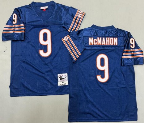 Men's Chicago Bears #9 Jim McMahon Navy 1985 Throwback Jersey
