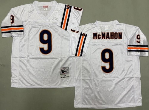 Men's Chicago Bears #9 Jim McMahon White 1985 Throwback Jersey