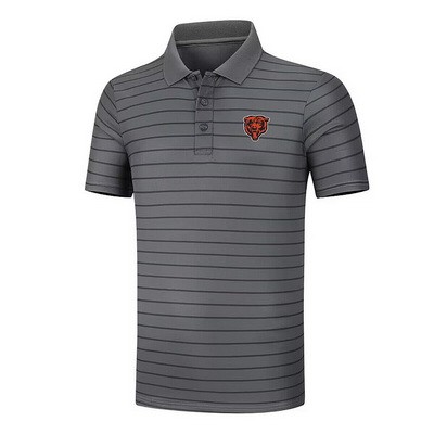 Men's Chicago Bears Anthracite Collection Striped Performance Pique Polo