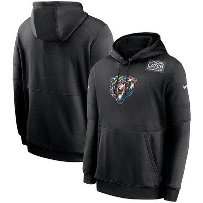 Men's Chicago Bears Black Crucial Catch Sideline Performance Pullover Hoodie