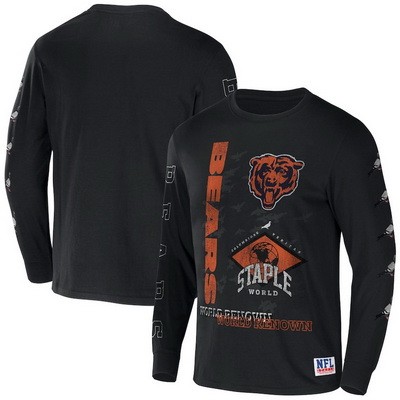 Men's Chicago Bears Black NFL x Staple World Renowned Long Sleeve T Shirt
