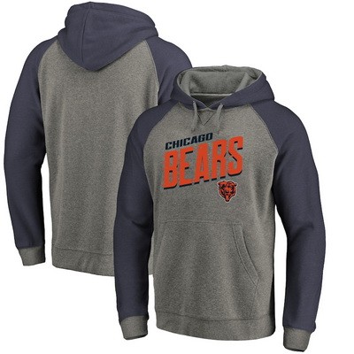 Men's Chicago Bears Gray Slant Strike Tri Blend Raglan Pullover Hoodie