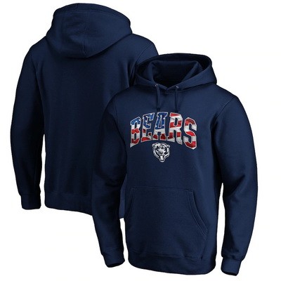 Men's Chicago Bears Navy Banner Wave Printed Pullover Hoodie 0775