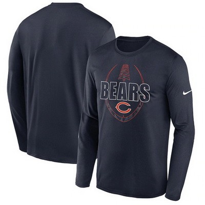 Men's Chicago Bears Navy Icon Legend Performance Long Sleeve T-Shirt