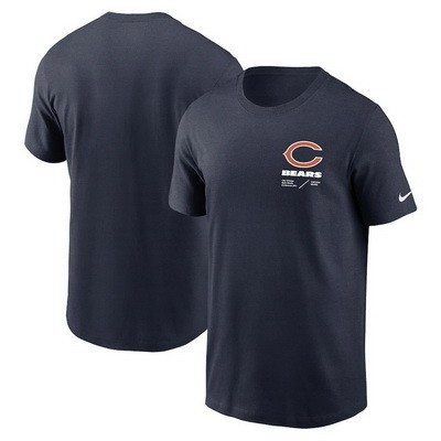 Men's Chicago Bears Navy Sideline Infograph Lockup Performance T Shirt
