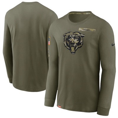 Men's Chicago Bears Olive 2021 Salute To Service Performance Long Sleeve T-Shirt