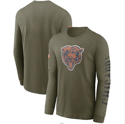 Men's Chicago Bears Olive 2022 Salute To Service Long Sleeve T Shirt