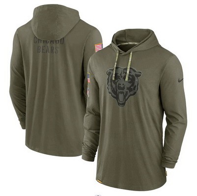 Men's Chicago Bears Olive 2022 Salute to Service Tonal Pullover Hoodie