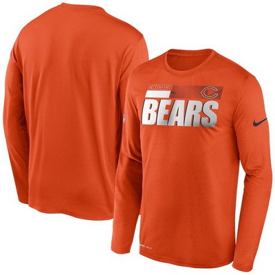Men's Chicago Bears Orange Sideline Impact Legend Performance Long Sleeves T Shirt 600