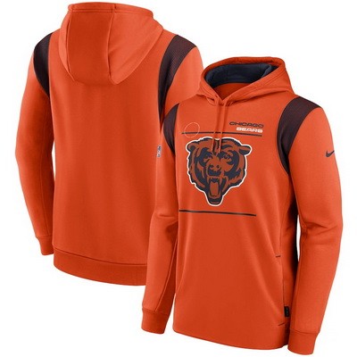 Men's Chicago Bears Orange Sideline Logo Performance Pullover Hoodie