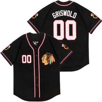 Men's Chicago Blackhawks #00 Clark Griswold Black Baseball Jersey