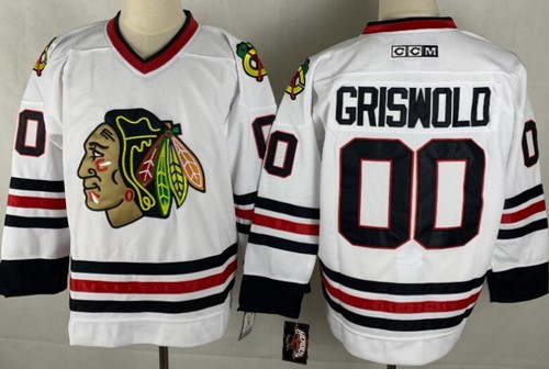 Men's Chicago Blackhawks #00 Clark Griswold White Throwback Jersey