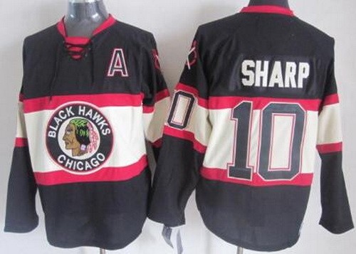 Men's Chicago Blackhawks #10 Patrick Sharp Black Alternate Throwback Jersey