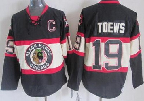Men's Chicago Blackhawks #19 Jonathan Toews Black Alternate Throwback Jersey