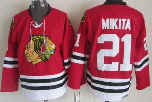 Men's Chicago Blackhawks #21 Stan Mikita Red Throwback Jersey
