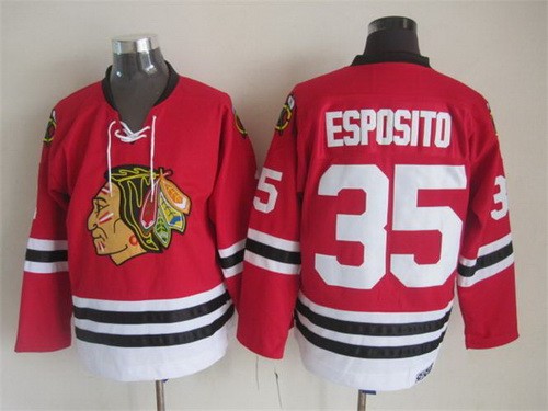 Men's Chicago Blackhawks #35 Tony Esposito Red Throwback Jersey