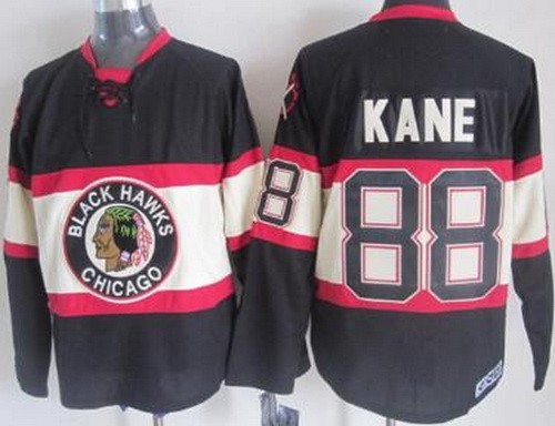 Men's Chicago Blackhawks #88 Patrick Kane Black Alternate Throwback Jersey