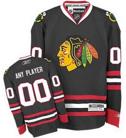 Men's Chicago Blackhawks Customized Black Reebok Authentic Jersey