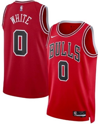 Men's Chicago Bulls #0 Coby White Red Heat Press Jersey