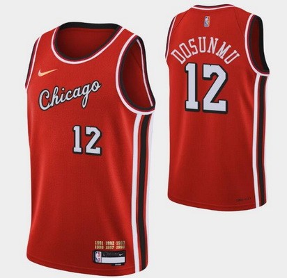 Men's Chicago Bulls #12 Ayo Dosunmu Red City Diamond 75th Icon Hot Press Jersey