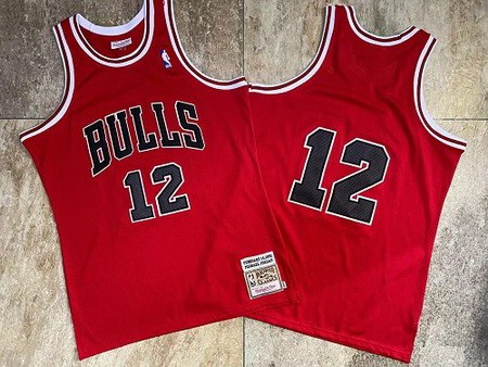 Men's Chicago Bulls #12 Michael Jordan Red 1990 Throwback Authentic Jersey